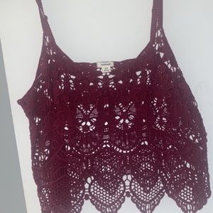 Garage maroon cropped tank top